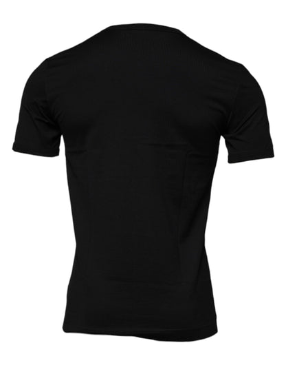 Black Graphic Print Cotton Crew Neck T-shirt