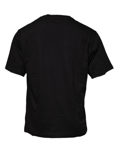 Black Logo Print Cotton Crew Neck T-shirt