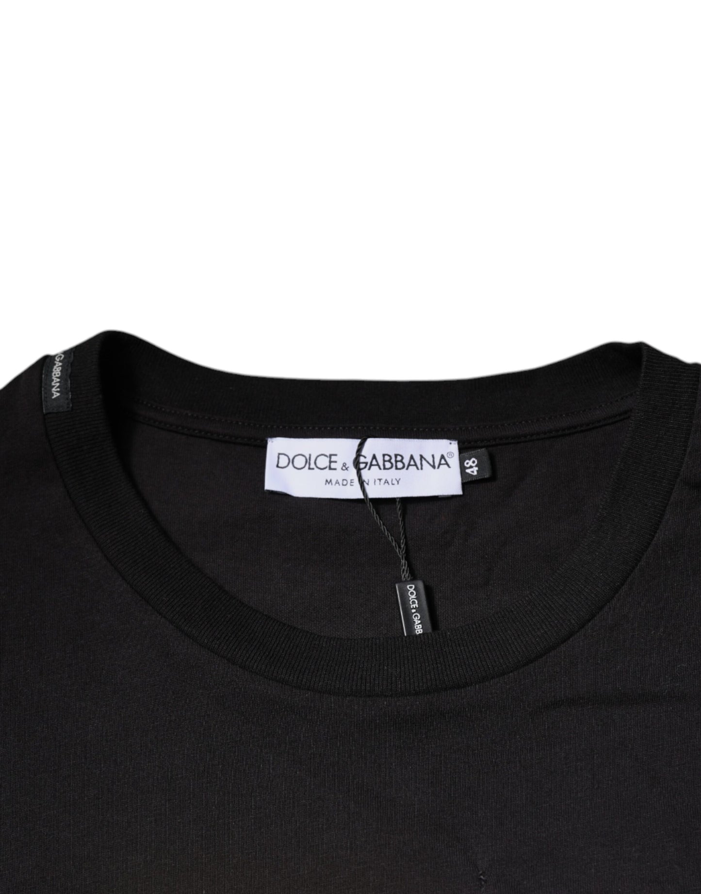 Black Logo Print Cotton Crew Neck T-shirt