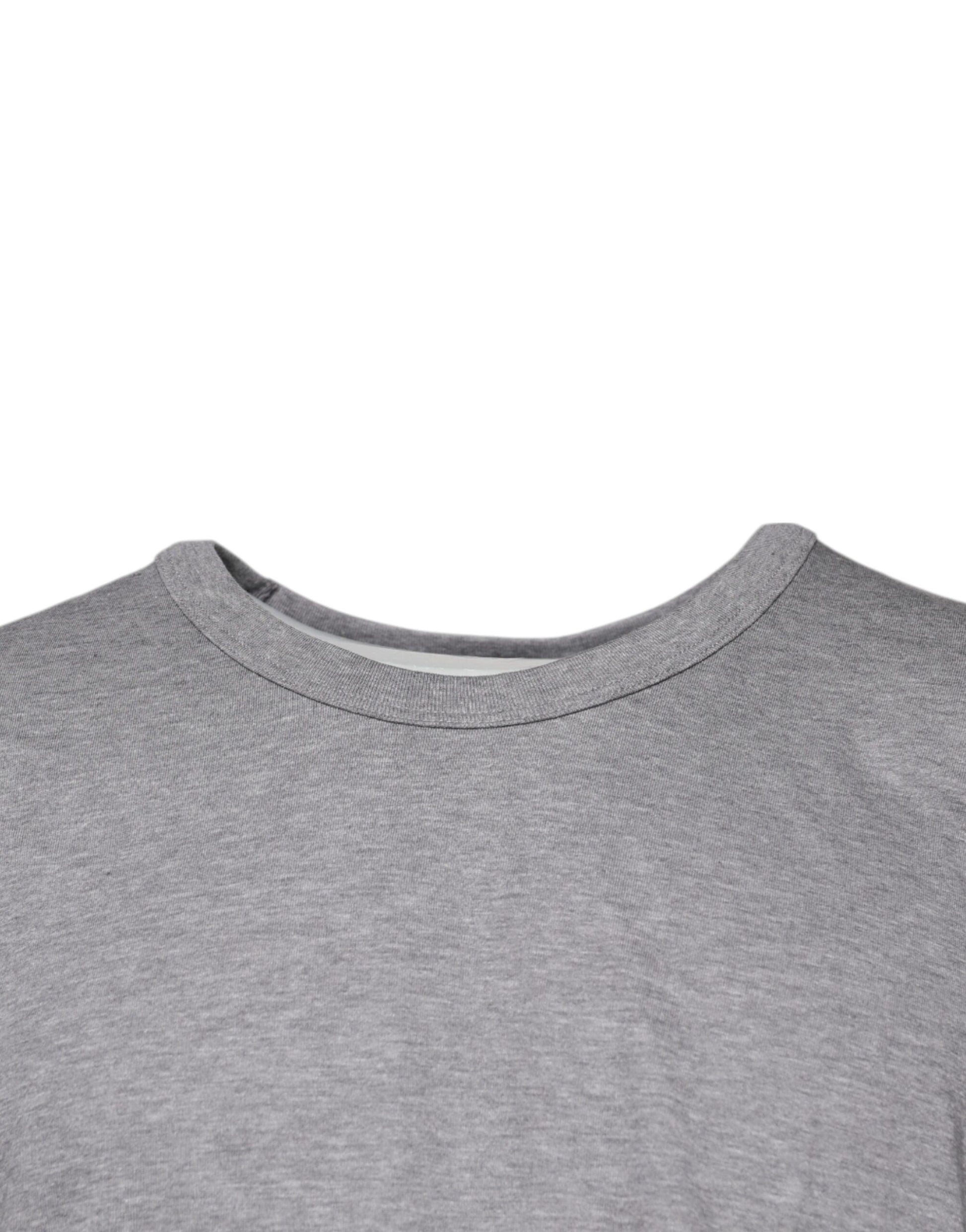 Gray Cotton Crew Neck Short Sleeves T-shirt