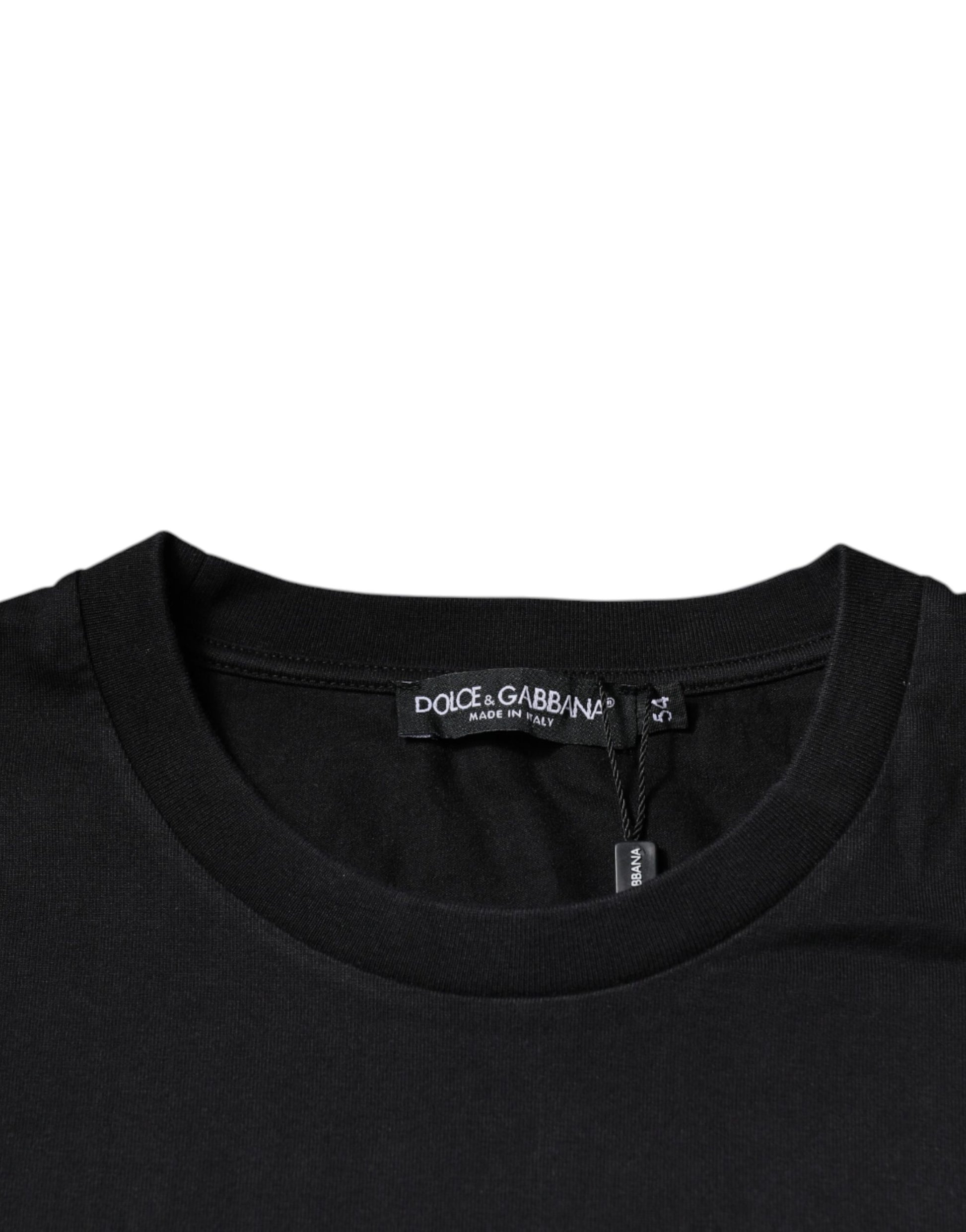 Black Logo Cotton Crew Neck T-shirt