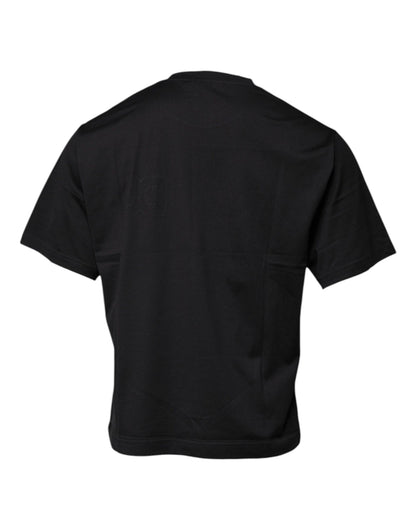 Black DG Logo Print Cotton Crew Neck T-shirt