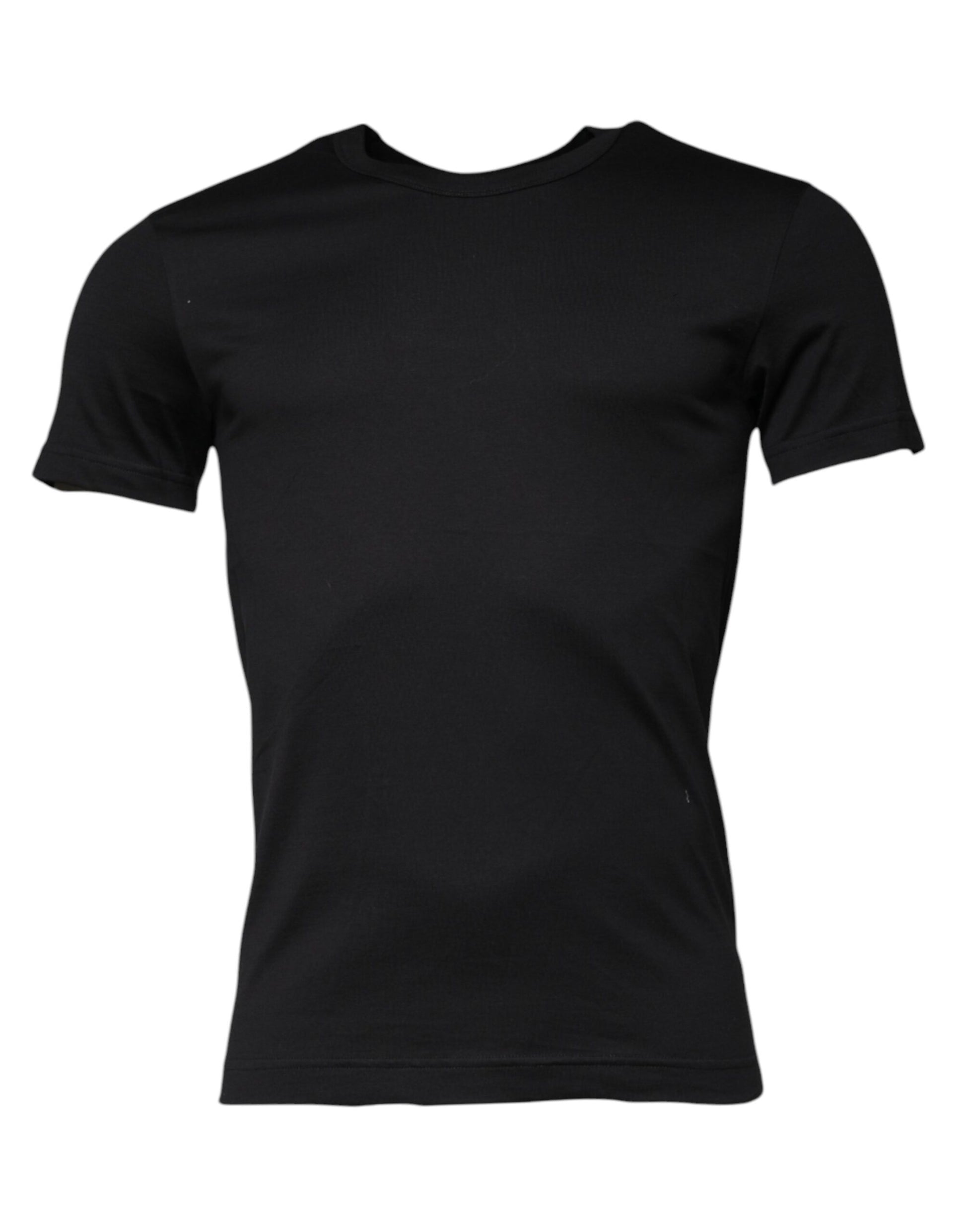 Black Cotton Crew Neck Short Sleeves T-shirt