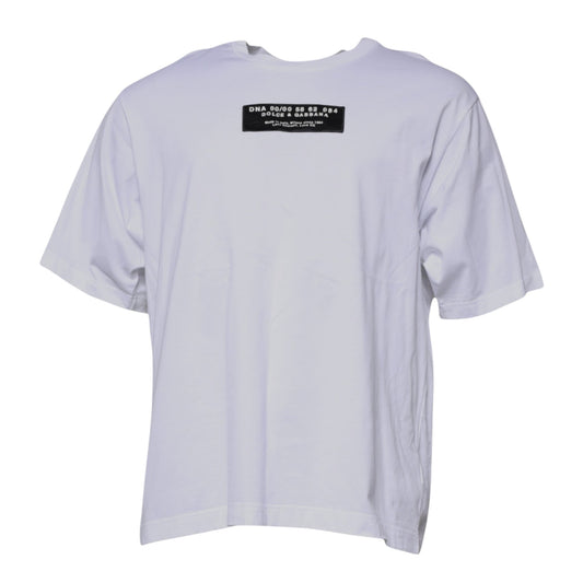 White Logo Print Cotton Crew Neck T-shirt