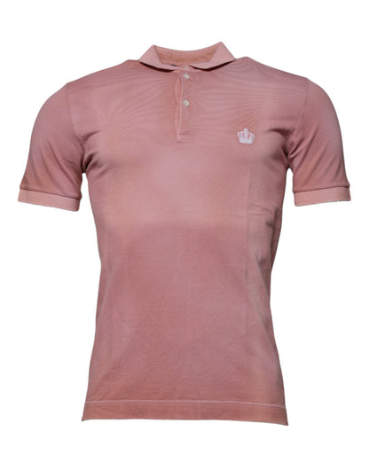 Pink Crown Collared Short Sleeve Polo T-shirt