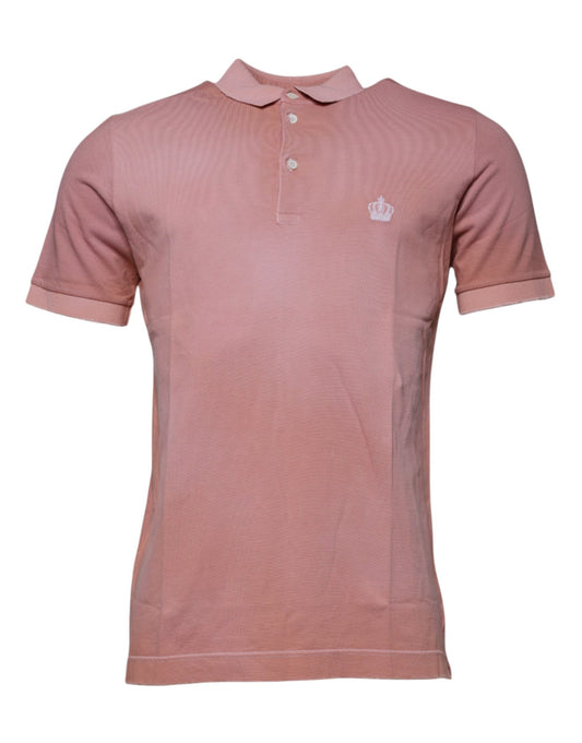 Pink Crown Collared Short Sleeve Polo T-shirt