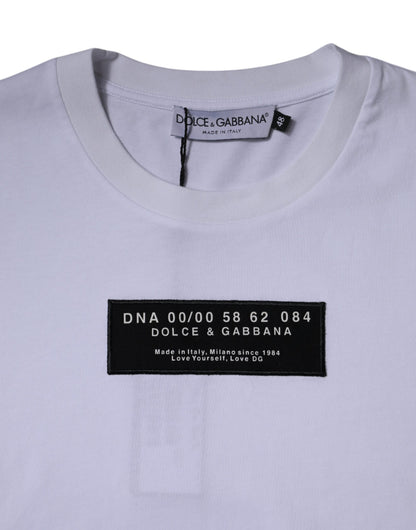 White Logo Print Cotton Crew Neck T-shirt