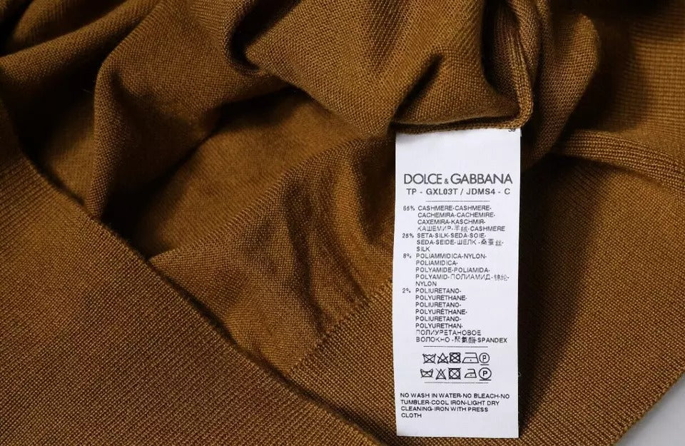 Brown Cashmere Turtleneck Pullover Sweater