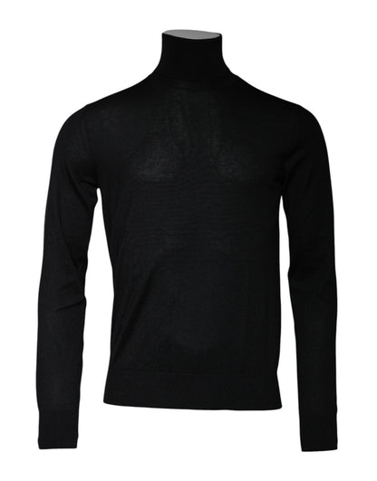 Black Cashmere Turtleneck Pullover Sweater