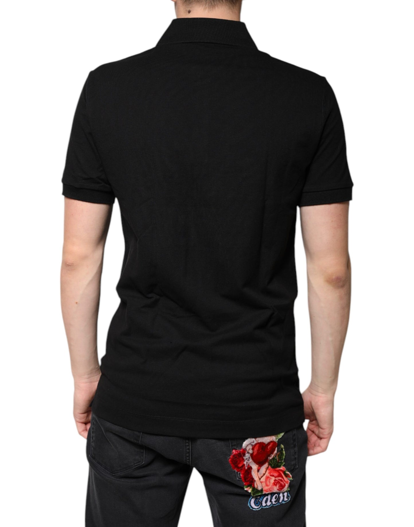 Black DG Collared Short Sleeves Polo T-shirt