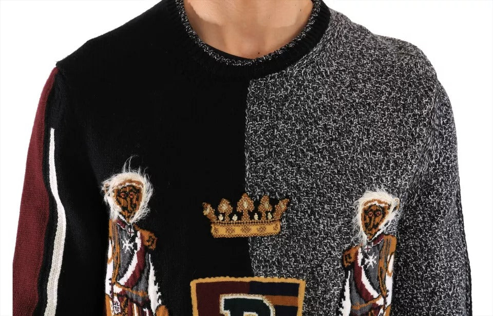 Multicolor KING Knight Monkey Knitted Cashmere Wool Sweater