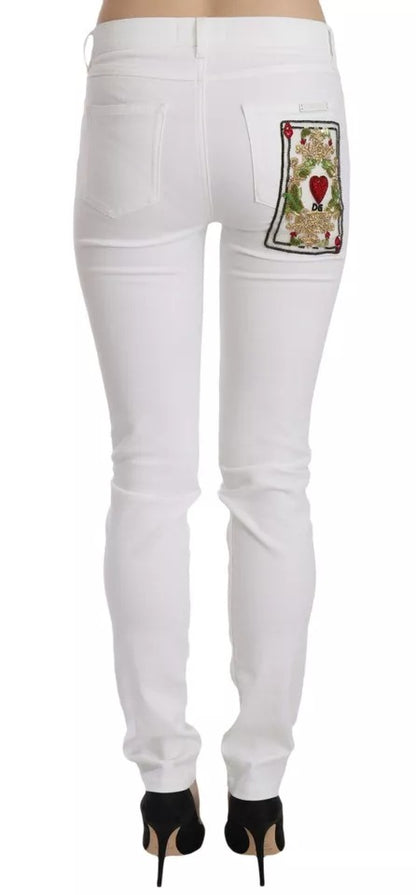 White Crystal Embellished Skinny Jeans