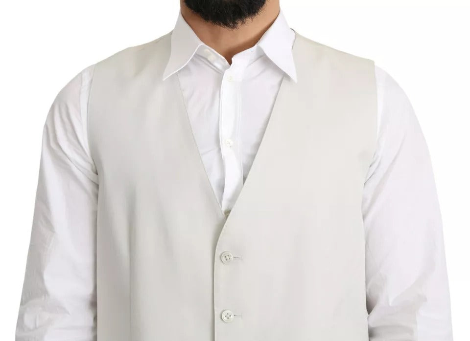 Off-White Cotton Silk Formal Coat Vest