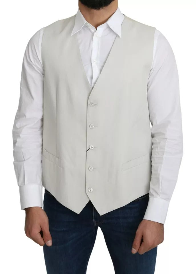 Off-White Cotton Silk Formal Coat Vest