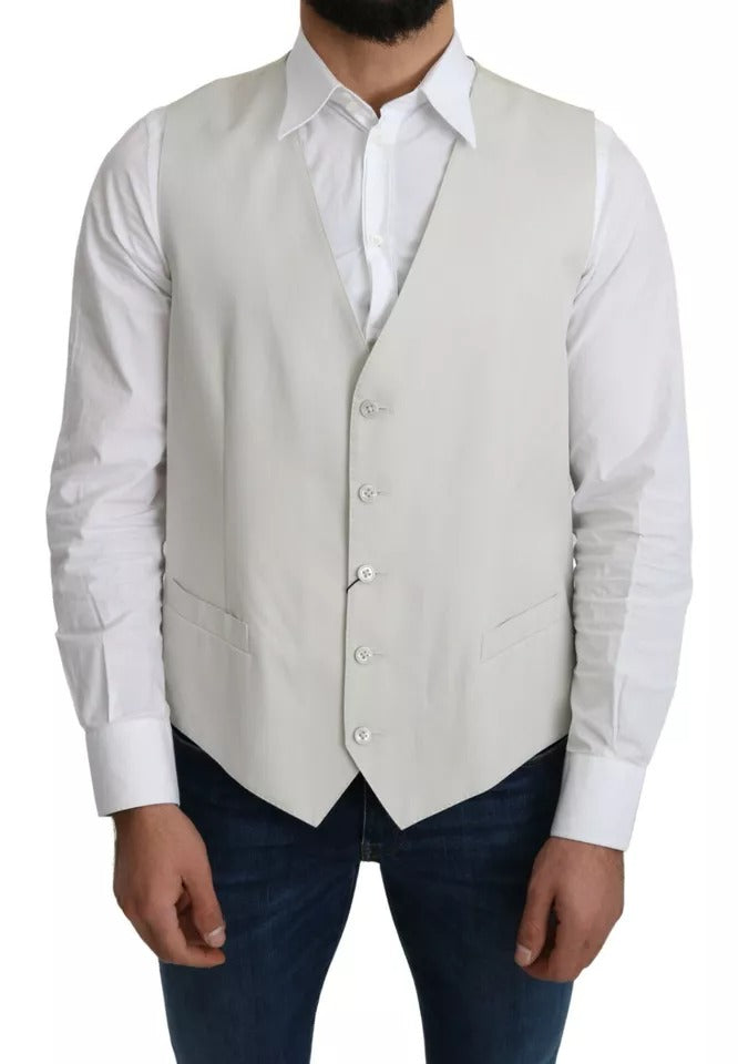 Off-White Cotton Silk Formal Coat Vest