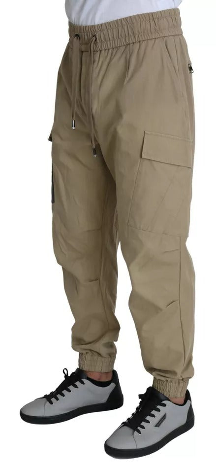 Beige Pin Up Print Cargo Pants