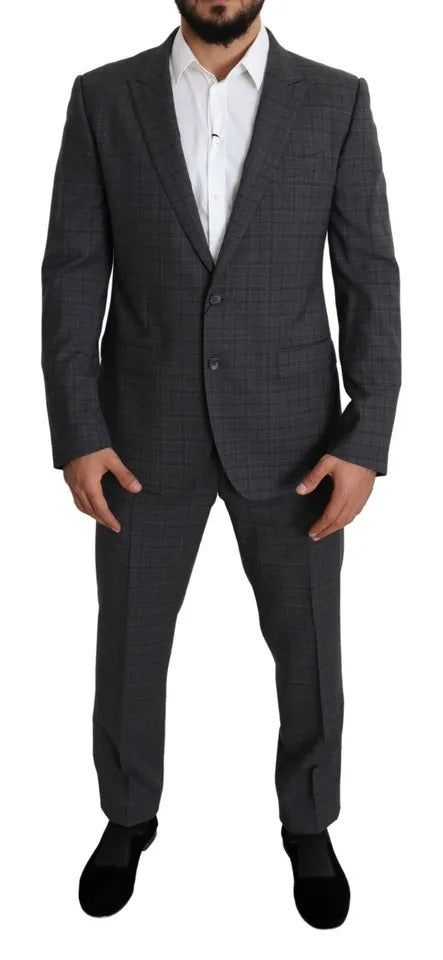 Gray Wool Men Formal 2 Piece MARTINI Suit