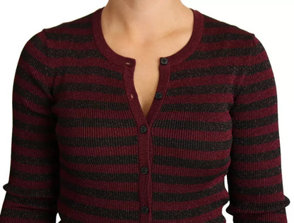 Black Red Striped Womens Cardigan Sweater