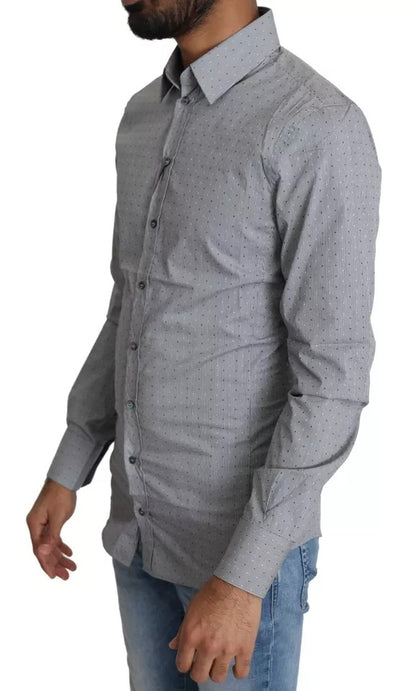 Gray SICILIA Dotted Semi Fitted Formal Shirt