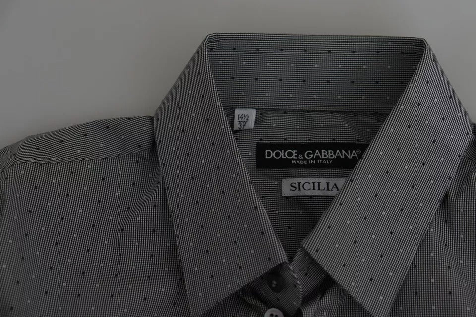 Gray SICILIA Dotted Semi Fitted Formal Shirt