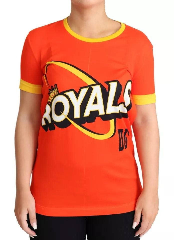 Orange Royals Print Round Neck T-shirt