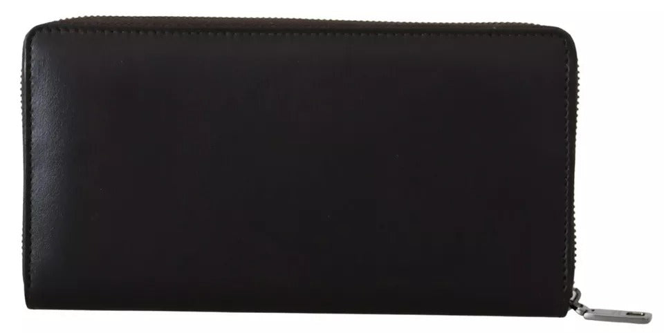 Brown Exotic Leather Zip Around Continental Clutch Wallet