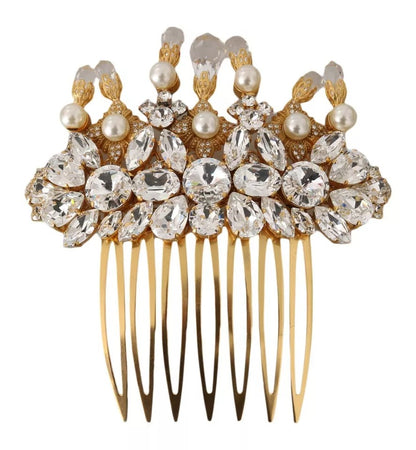 Gold Brass Clear Crystal Hair Stick Accessory Comb