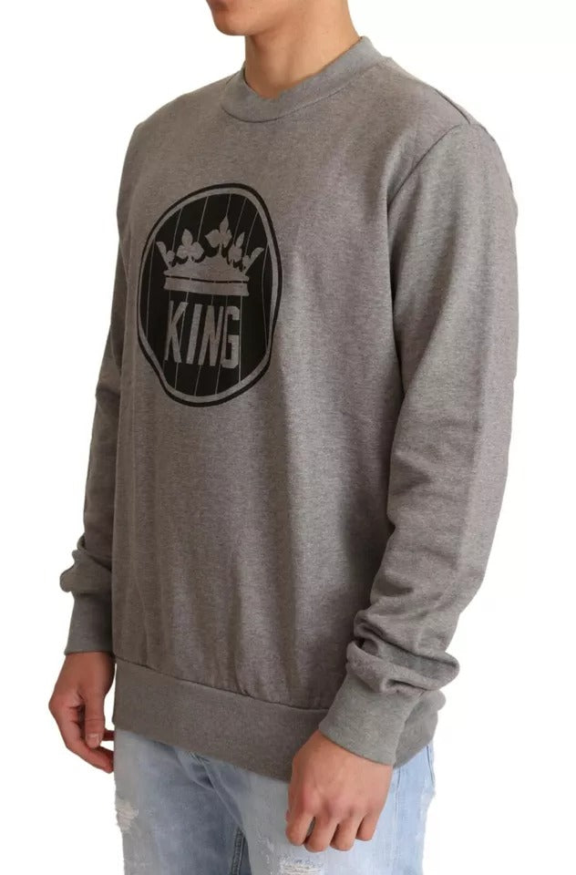 Gray Crown King Cotton Pullover Sweater