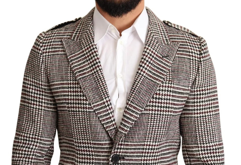 Gray Check Plaid Long Trench Coat Jacket