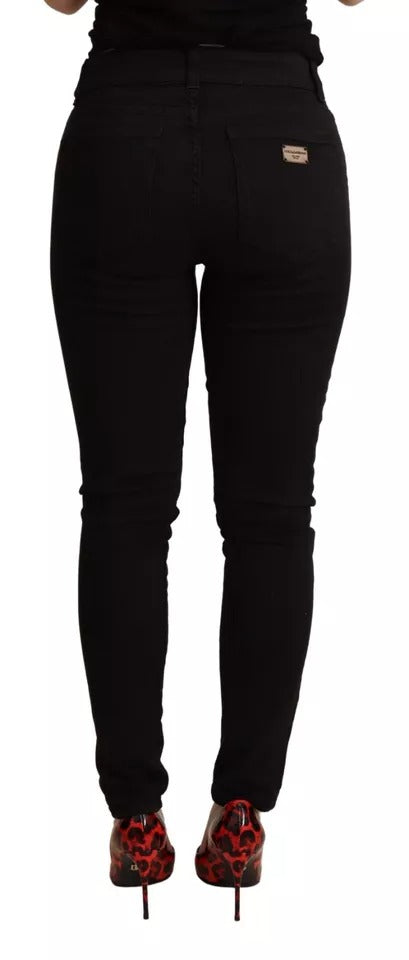 Black Cotton Stretch Skinny Denim Jeans