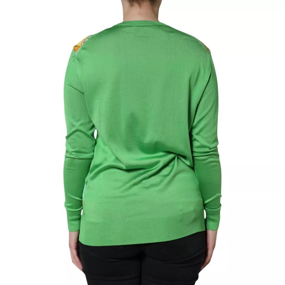 Green Silk Granita Al Limone Long Sleeves Sweater