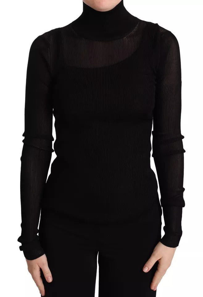 Black Turtleneck Form Fitting Pullover Sweater