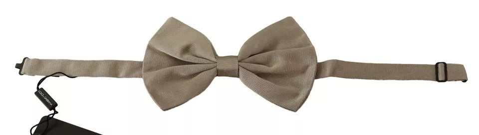 Silver Gray Silk Adjustable Neck Bow Tie