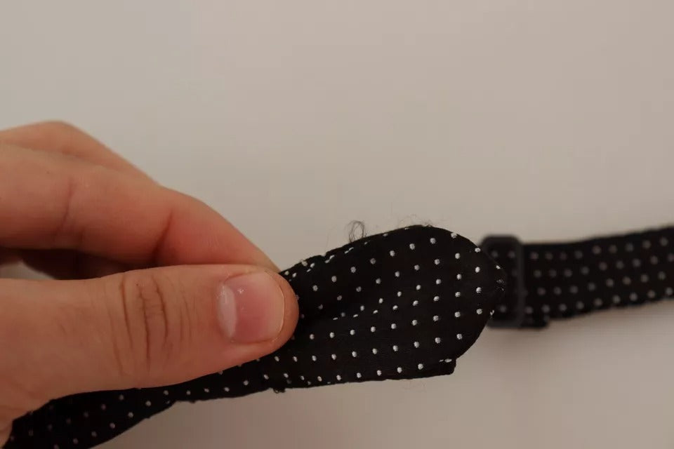 Black Dots Slim Silk Adjustable Neck Bow Tie Men