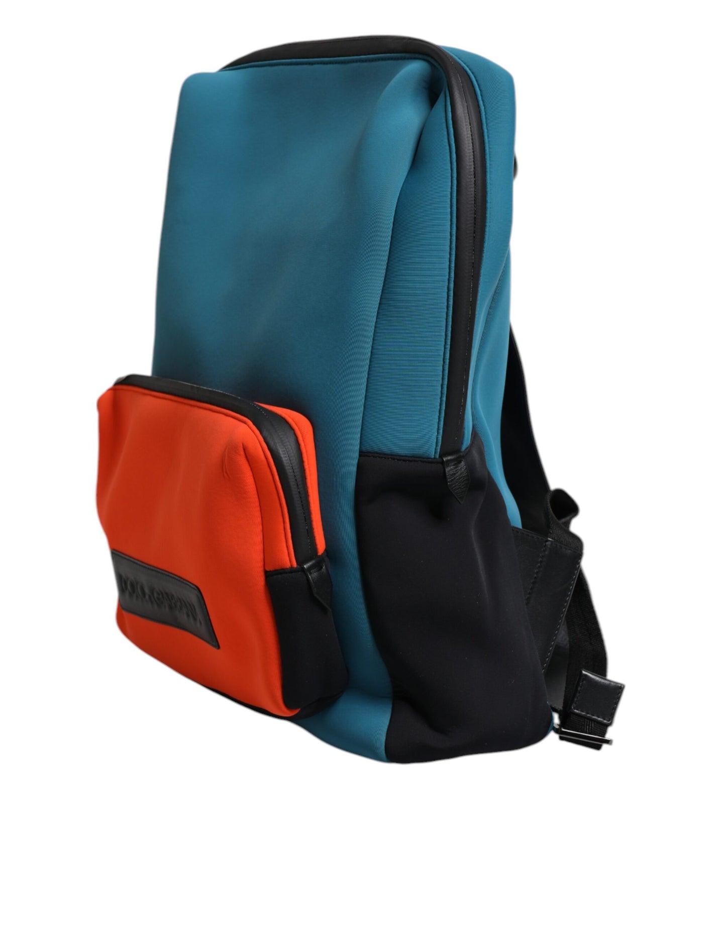 Blue Orange Nylon Logo Travel School Backpack Bag