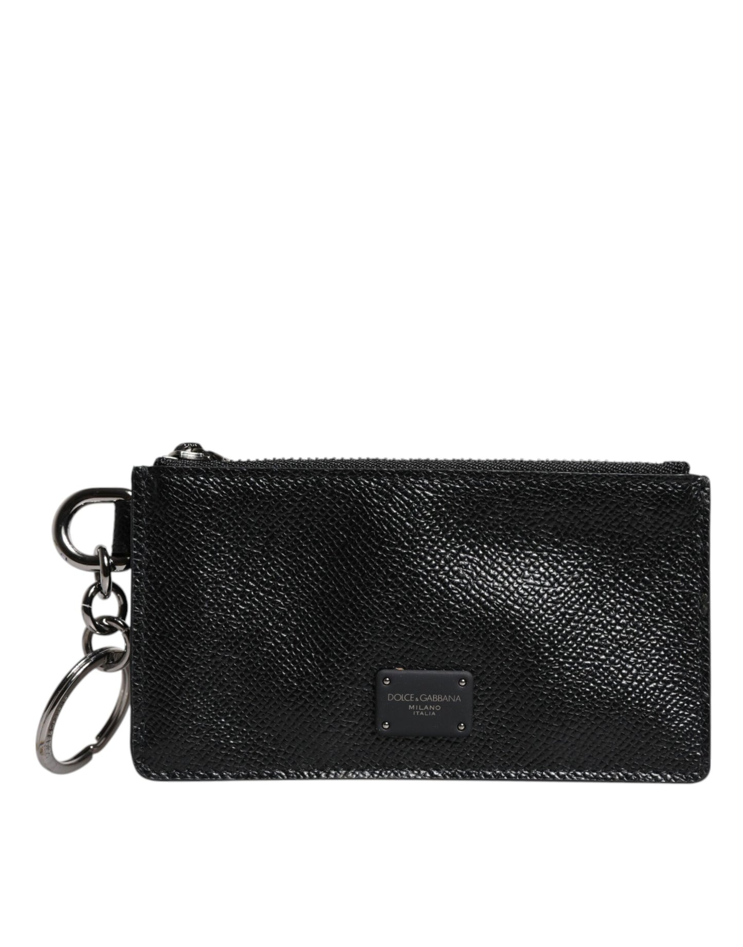 Black Calfskin Leather DG Logo Card Holder Wallet