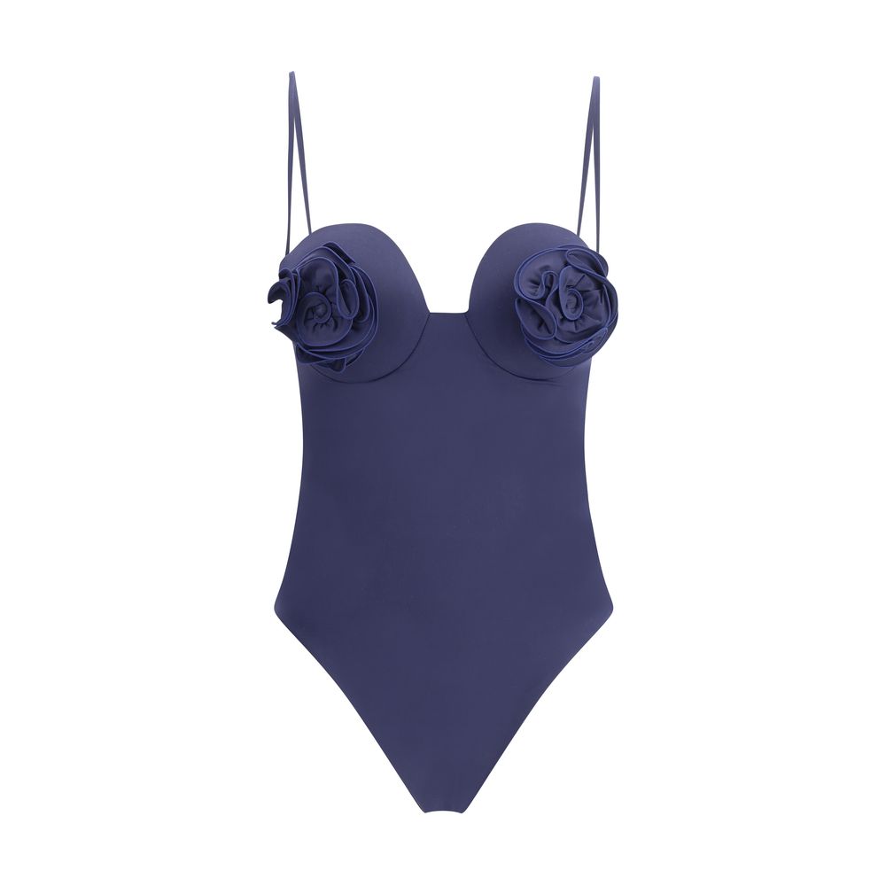 One-piece swimsuit with rose detail