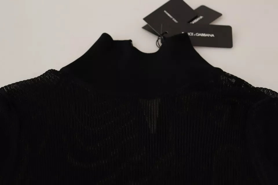 Black Turtleneck Form Fitting Pullover Sweater