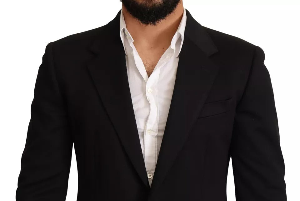 Black Cotton Slim Fit Coat Jacket Blazer