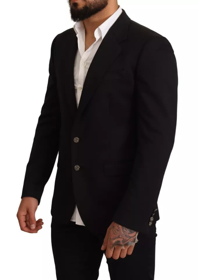 Black Cotton Slim Fit Coat Jacket Blazer