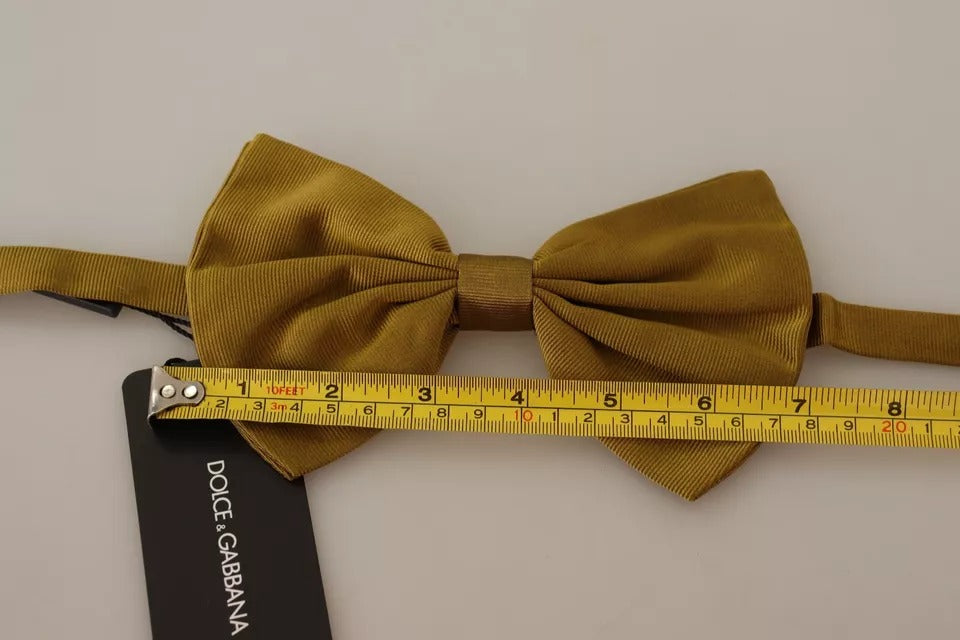 Yellow Mustard 100% Silk Butterfly Bow Tie Men