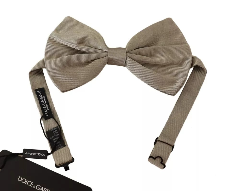 Silver Gray 100% Silk Adjustable Neck Bow Tie