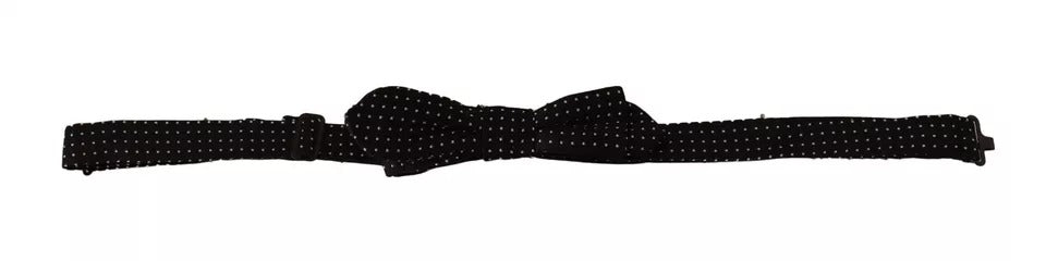 Black Dots Slim Silk Adjustable Neck Bow Tie Men