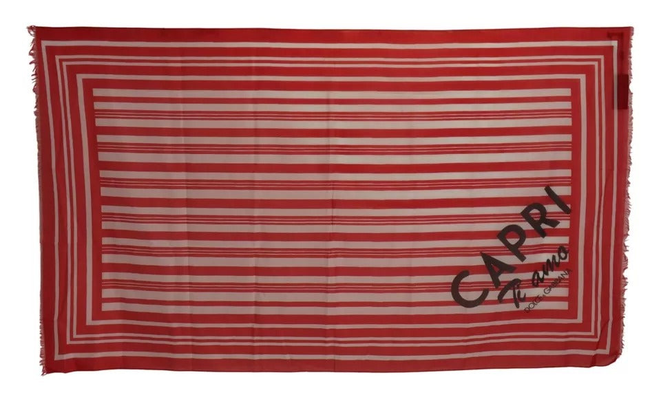 Red White Striped Capri Wrap Shawl Scarf