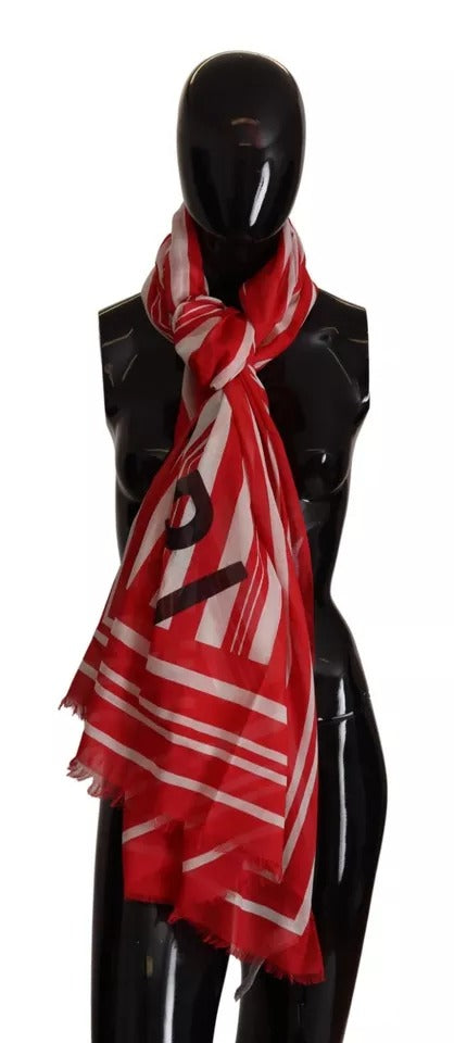 Red White Striped Capri Wrap Shawl Scarf