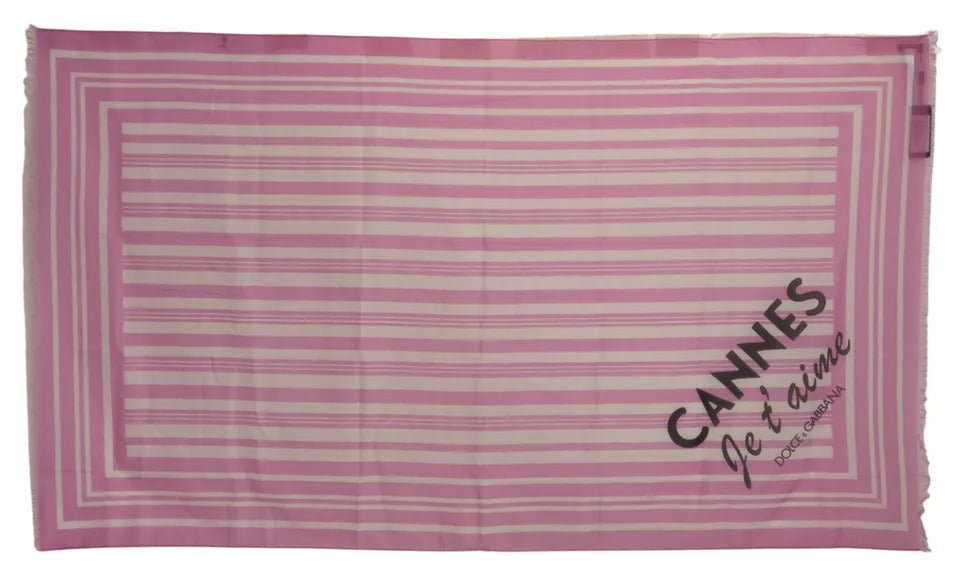 Pink White Striped Cotton Wrap Shawl Scarf