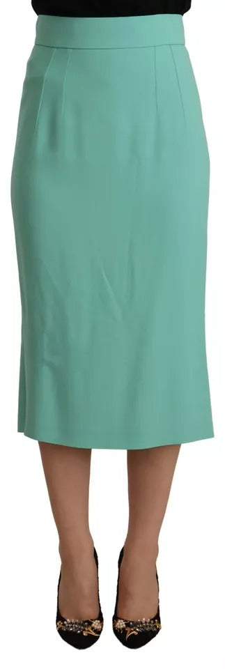 Mint Green Viscose Pencil Cut Midi Skirt