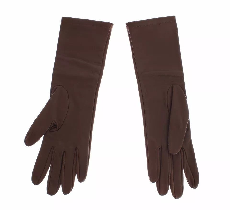 Brown Leather Wrist Slim Women Gloves