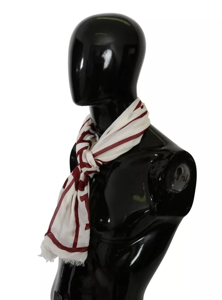 White Red Printed Wrap Shawl Modal Scarf