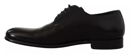 Black Leather Lace Up Mens Formal Derby Shoes